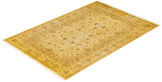 Overdyed Hand-Knotted Wool Modern-Contemporary Yellow Area Rug 4' 8" x 6' 10"