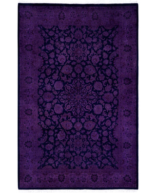 Overdyed Hand-Knotted Wool Modern-Contemporary Purple Area Rug 4' 1" x 6' 4"