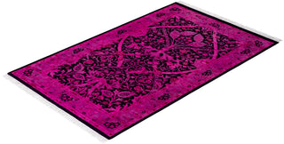 Modern Overdyed Hand Knotted Wool Pink Area Rug 2' 7" x 4' 3"