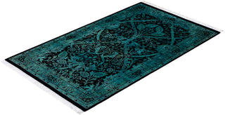 Modern Overdyed Hand Knotted Wool Blue Area Rug 2' 7" x 4' 4"