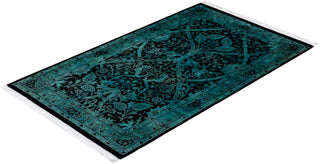 Contemporary Hand-Knotted Overdyed Blue Area Rug 2' 7" x 4' 4"