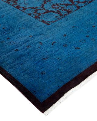 Modern Overdyed Hand Knotted Wool Blue Area Rug 9' 1" x 12' 2"
