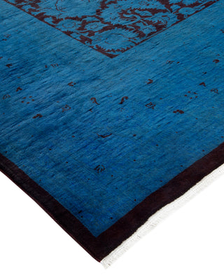 Contemporary Hand Knotted Overdyed Blue Area Rug 9' 1" x 12' 2"