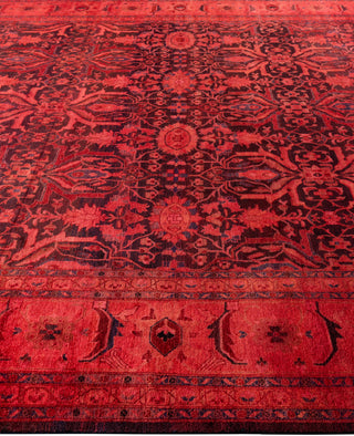 Overdyed Hand-Knotted Wool Modern-Contemporary Red Area Rug 9' 1" x 12' 1"