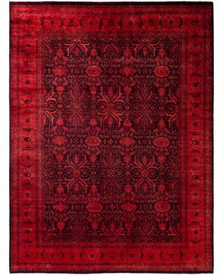 Overdyed Hand-Knotted Wool Modern-Contemporary Red Area Rug 9' 1" x 12' 1"