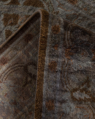 Contemporary Hand Knotted Overdyed Gray Runner 2' 7" x 10' 4"