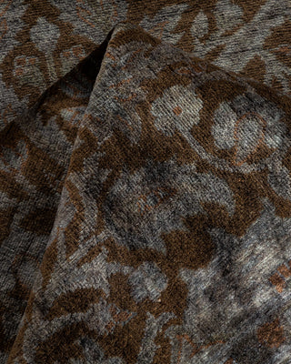 Contemporary Hand Knotted Overdyed Gray Runner 2' 7" x 10' 4"