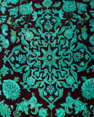 Contemporary Hand-Knotted Overdyed Red Runner 2' 6" x 13' 9"