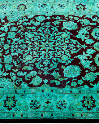 Contemporary Hand-Knotted Overdyed Red Runner 2' 6" x 13' 9"