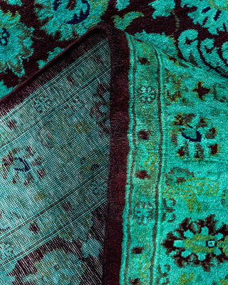 Contemporary Hand-Knotted Overdyed Red Runner 2' 6" x 13' 9"