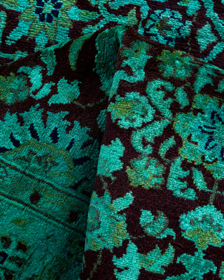 Contemporary Hand-Knotted Overdyed Red Runner 2' 6" x 13' 9"