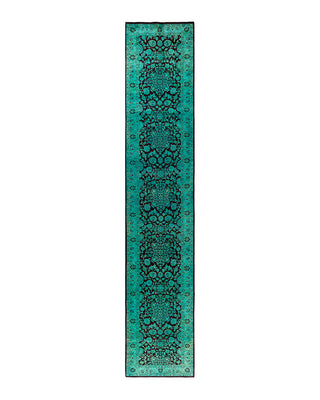 Contemporary Overyed Wool Hand Knotted Red Runner 2' 6" x 13' 9"