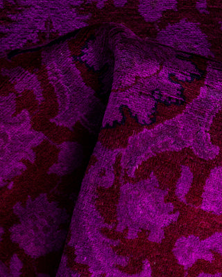Fine Vibrance, One-of-a-Kind Hand-Knotted Runner Rug  - Purple, 2' 7" x 12' 9"