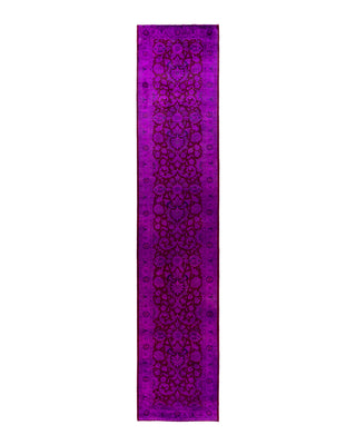 Fine Vibrance, One-of-a-Kind Hand-Knotted Runner Rug  - Purple, 2' 7" x 12' 9"