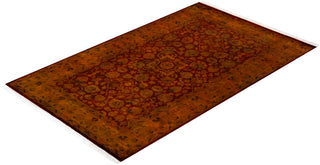Contemporary Hand Knotted Overdyed Orange Area Rug 3' 3" x 5' 4"