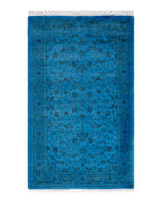 Contemporary Fine Vibrance Blue Wool Area Rug 3' 1" x 5' 1"