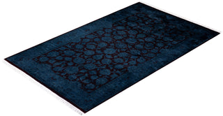 Overdyed Hand Knotted Blue Area Rug 3' 1" x 5' 3"