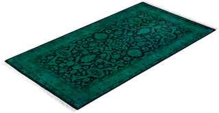 Contemporary Hand Knotted Overdyed Green Area Rug 3' 1" x 5' 5"