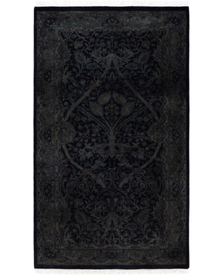 Contemporary Overdyed Wool Hand Knotted Black Area Rug 3' 2" x 5' 3"