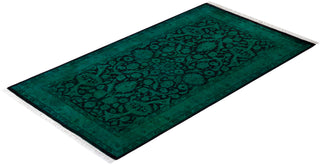 Contemporary Hand Knotted Overdyed Green Area Rug 3' 1" x 5' 5"