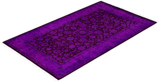 Contemporary Overdyed Wool Hand Knotted Purple Area Rug 3' 2" x 5' 4"