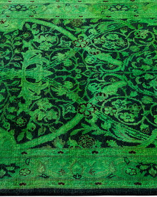 Modern Overdyed Hand Knotted Wool Green Area Rug 2' 8" x 4' 4"