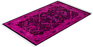 Modern Overdyed Hand Knotted Wool Pink Area Rug 2' 8" x 4' 3"