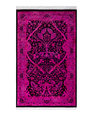 Contemporary Fine Vibrance Pink Wool Area Rug 2' 8" x 4' 3"