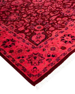 Modern Overdyed Hand Knotted Wool Pink Area Rug 4' 2" x 6' 4"