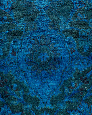 Modern Overdyed Hand Knotted Wool Blue Runner 2' 6" x 9' 4"