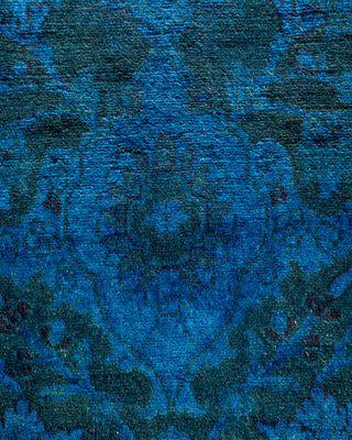 Contemporary Hand Knotted Overdyed Blue Runner 2' 6" x 9' 4"