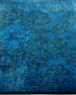 Contemporary Hand Knotted Overdyed Blue Runner 2' 6" x 9' 4"