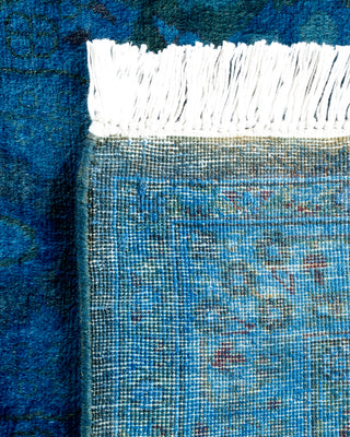 Contemporary Hand Knotted Overdyed Blue Runner 2' 6" x 9' 4"