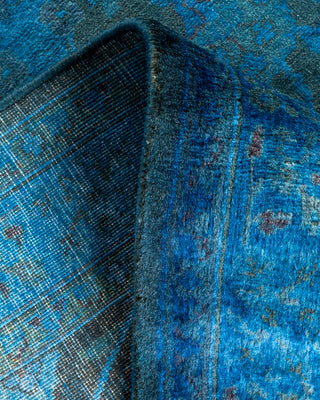 Contemporary Hand Knotted Overdyed Blue Runner 2' 6" x 9' 4"