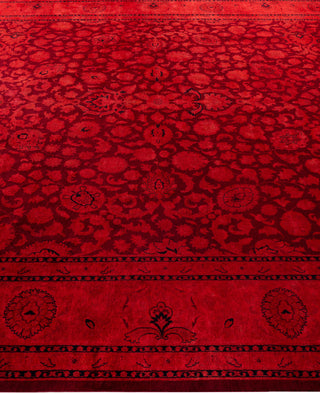 Contemporary Overdyed Wool Hand Knotted Red Area Rug 8' 0" x 12' 5"