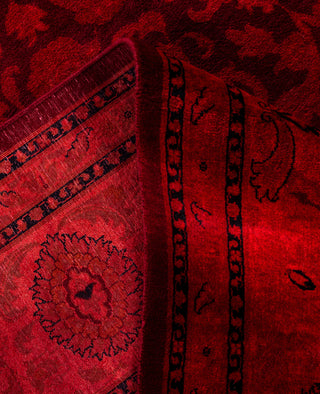 Contemporary Overdyed Wool Hand Knotted Red Area Rug 8' 0" x 12' 5"