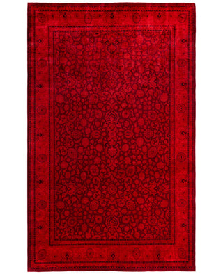 Contemporary Overdyed Wool Hand Knotted Red Area Rug 8' 0" x 12' 5"