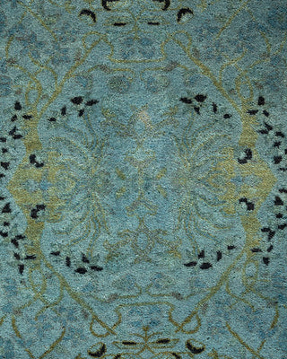 Contemporary Hand-Knotted Overdyed Gray Round Area Rug 4' 3" x 6' 0"