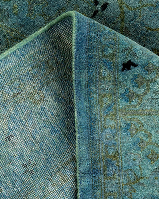 Contemporary Hand-Knotted Overdyed Gray Round Area Rug 4' 3" x 6' 0"