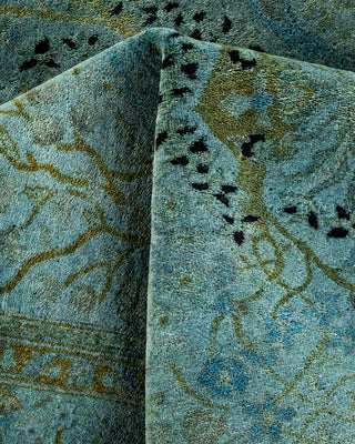 Contemporary Hand-Knotted Overdyed Gray Round Area Rug 4' 3" x 6' 0"