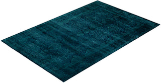 Modern Overdyed Hand Knotted Wool Navy Area Rug 4' 3" x 6' 2"