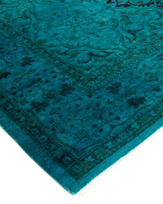 Modern Overdyed Hand Knotted Wool Blue Area Rug 4' 1" x 5' 10"