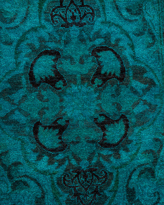 Contemporary Hand-Knotted Overdyed Blue Area Rug 4' 1" x 5' 10"