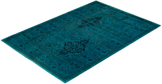 Contemporary Hand-Knotted Overdyed Blue Area Rug 4' 1" x 5' 10"