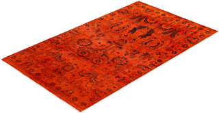 Overdyed Hand-Knotted Orange Area Rug 3' 2" x 5' 5"