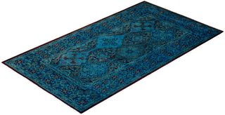 Modern Overdyed Hand Knotted Wool Blue Area Rug 3' 2" x 5' 8"