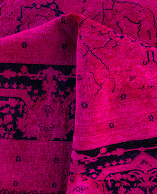 Overdyed One-of-a-Kind Wool Pink Area Rug 12' 1" x 18' 0"