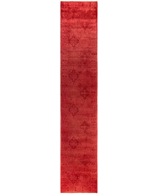 Contemporary Overdyed Wool Hand Knotted Red Runner 2' 6" x 13' 9"