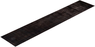 Modern Overdyed Hand Knotted Wool Black Runner 2' 7" x 13' 10"