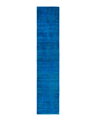 Fine Vibrance, One-of-a-Kind Hand-Knotted Runner Rug  - Blue, 2' 7" x 12' 8"